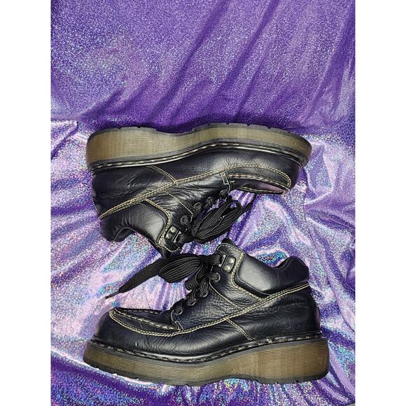 Rare Vtg Made in England Black Lace Up Classic Chunky Doc Dr Martens Sz 8 Mens - Picture 6 of 8